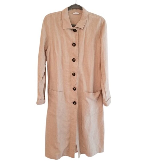 J Jill Love Linen Khaki Tan Duster Jacket, 100% Linen, Medium - Picture 1 of 10